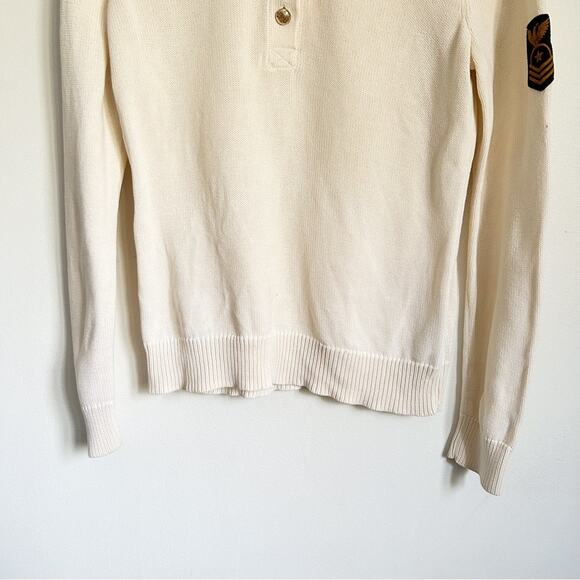 Ralph Lauren Quarter Button Patch Pullover Sweater Cream Size M - Picture 4 of 8